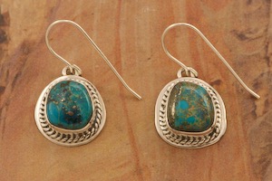 Genuine Tyrone Turquoise Sterling Silver Navajo Earrings